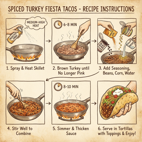 Spiced Turkey Fiesta Tacos instructions