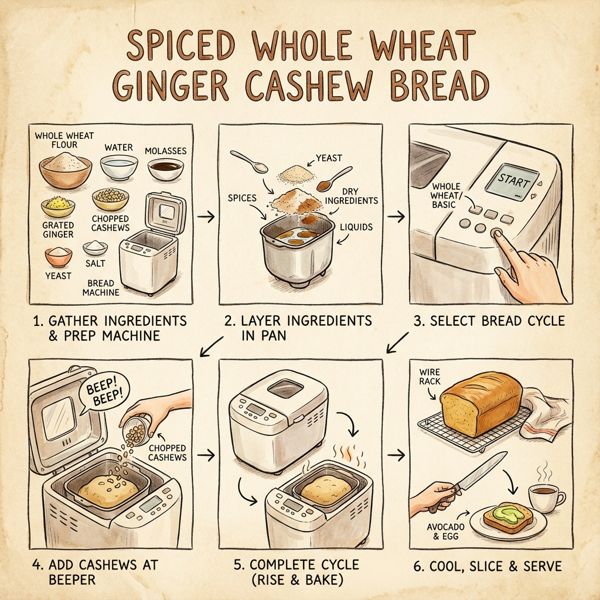 Spiced Whole Wheat Ginger Cashew Bread instructions