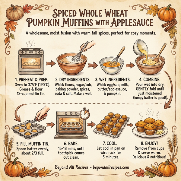 Spiced Whole Wheat Pumpkin Muffins with Applesauce instructions