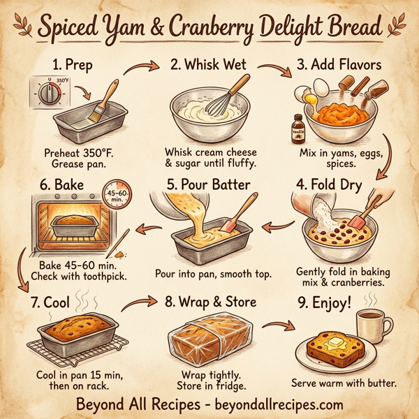 Spiced Yam and Cranberry Delight Bread instructions