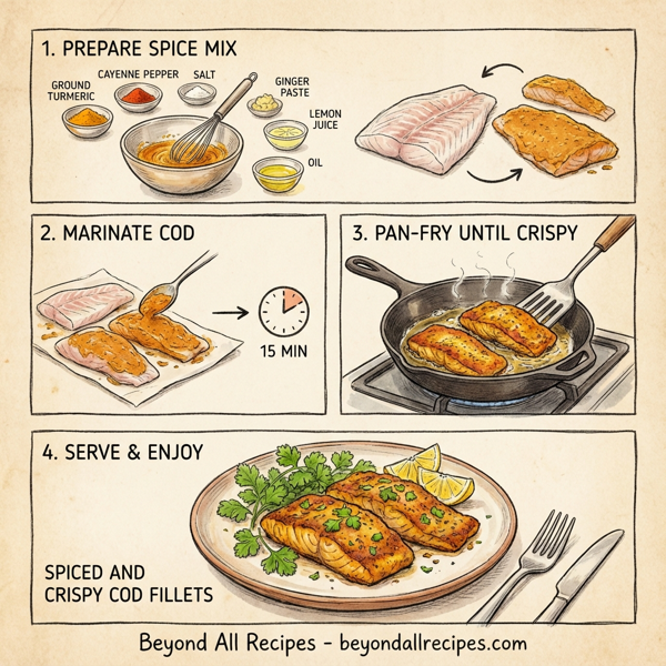 Spiced and Crispy Cod Fillets instructions