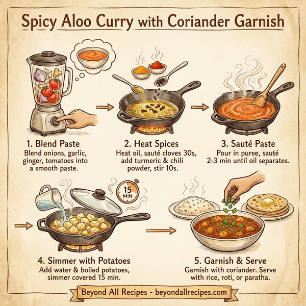 Spicy Aloo Curry with Coriander Garnish instructions