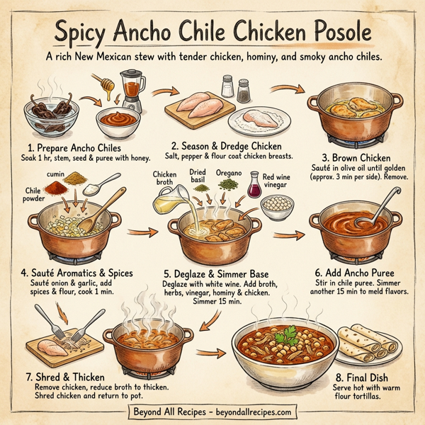 Spicy Ancho Chile Chicken Posole instructions