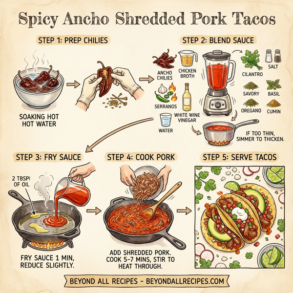 Spicy Ancho Shredded Pork Tacos instructions