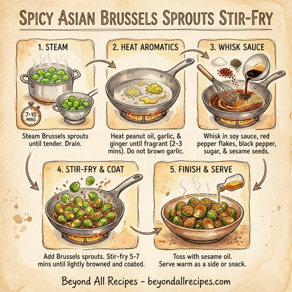 Spicy Asian Brussels Sprouts Stir-Fry instructions