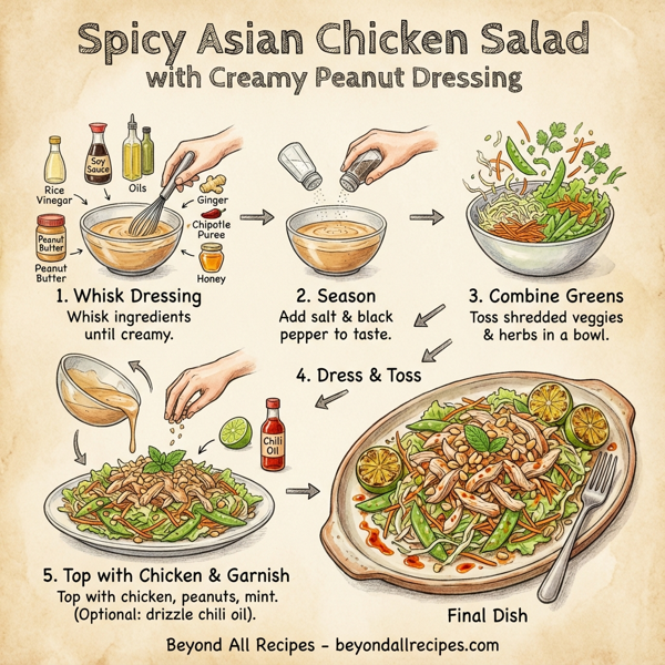Spicy Asian Chicken Salad with Creamy Peanut Dressing instructions