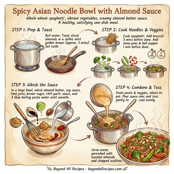 Spicy Asian Noodle Bowl with Almond Sauce instructions
