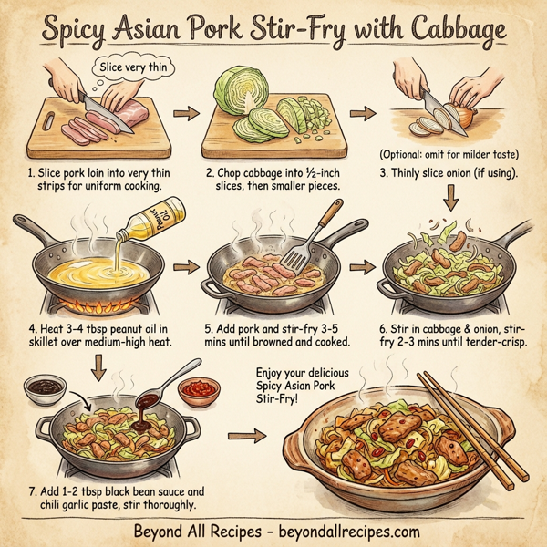 Spicy Asian Pork Stir-Fry with Cabbage instructions