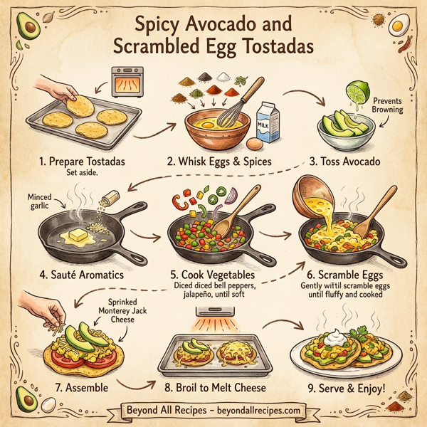 Spicy Avocado and Scrambled Egg Tostadas instructions