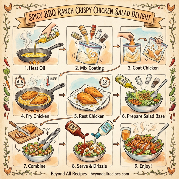 Spicy BBQ Ranch Crispy Chicken Salad Delight instructions