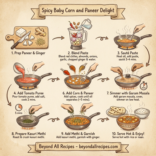 Spicy Baby Corn and Paneer Delight instructions