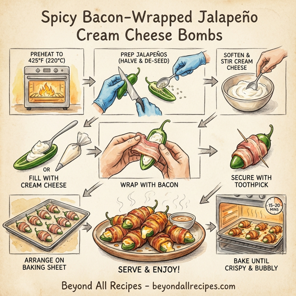 Spicy Bacon-Wrapped Jalapeño Cream Cheese Bombs instructions