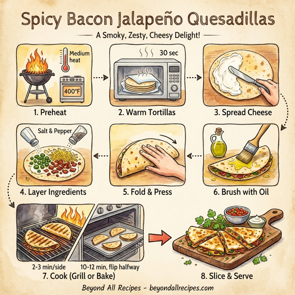 Spicy Bacon Jalapeño Quesadillas instructions