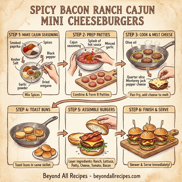 Spicy Bacon Ranch Cajun Mini Cheeseburgers instructions
