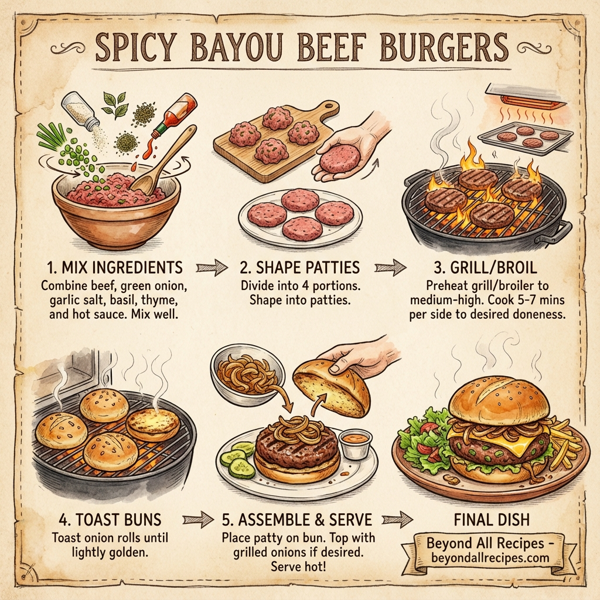 Spicy Bayou Beef Burgers instructions
