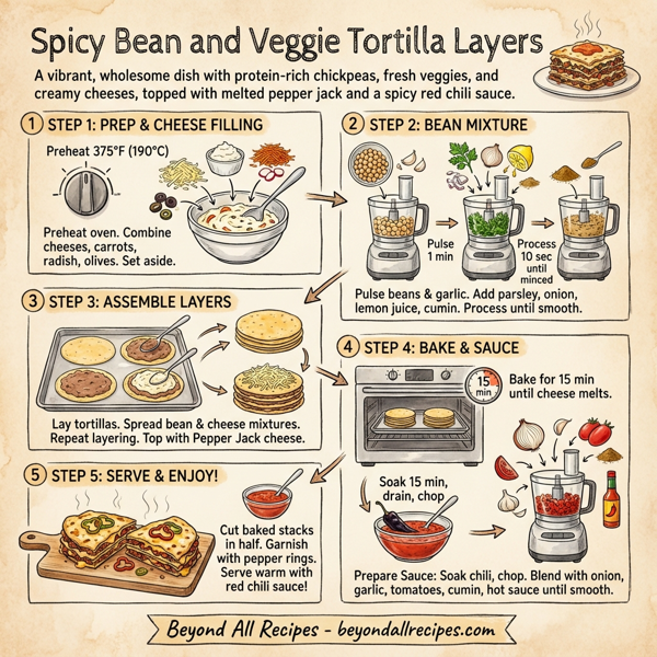 Spicy Bean and Veggie Tortilla Layers instructions