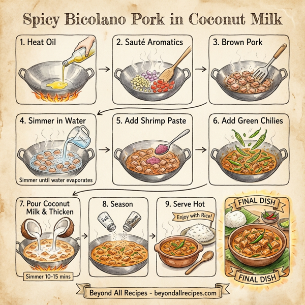 Spicy Bicolano Pork in Coconut Milk instructions