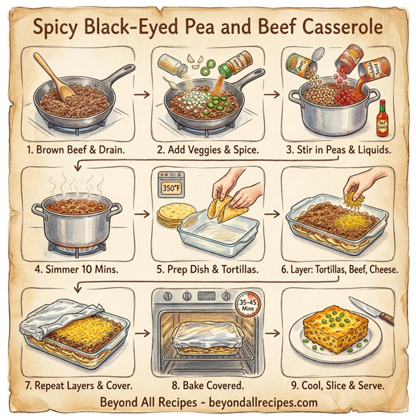 Spicy Black-Eyed Pea and Beef Casserole instructions