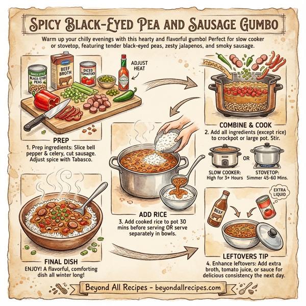 Spicy Black-Eyed Pea and Sausage Gumbo instructions