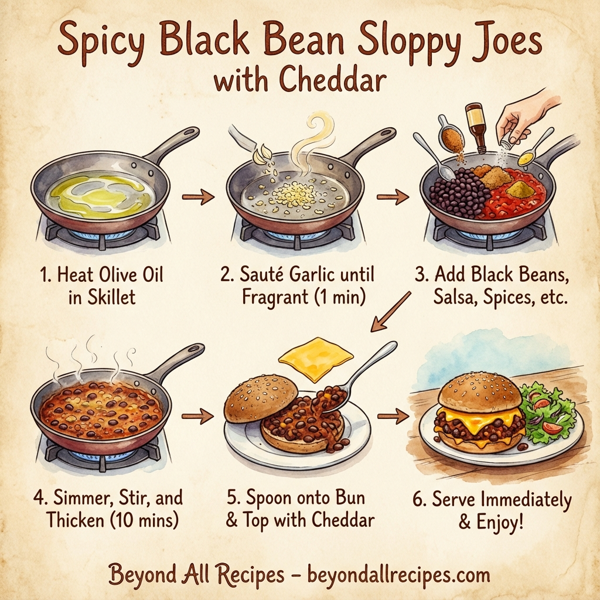 Spicy Black Bean Sloppy Joes with Cheddar instructions