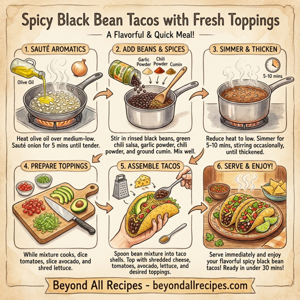 Spicy Black Bean Tacos with Fresh Toppings instructions