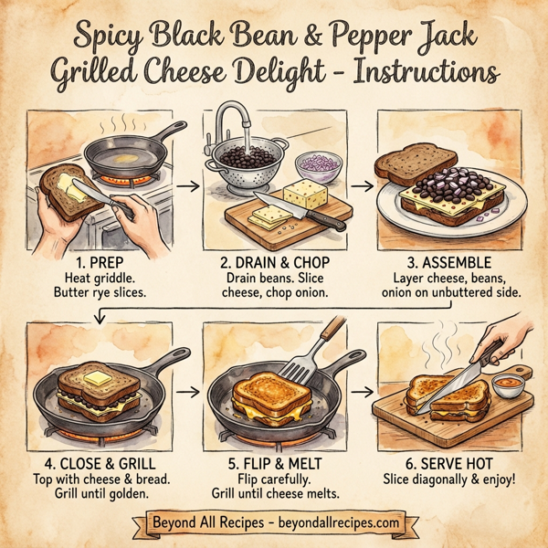 Spicy Black Bean & Pepper Jack Grilled Cheese Delight instructions