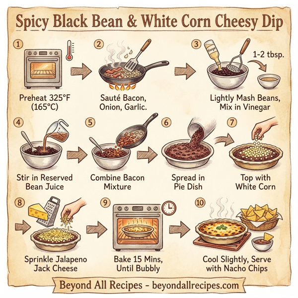 Spicy Black Bean & White Corn Cheesy Dip instructions