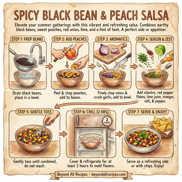 Spicy Black Bean and Peach Salsa instructions