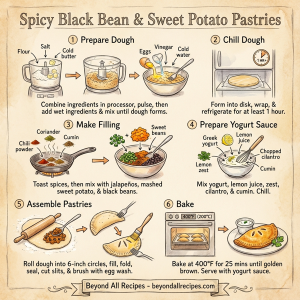 Spicy Black Bean and Sweet Potato Pastries instructions