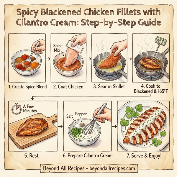 Spicy Blackened Chicken Fillets with Cilantro Cream instructions
