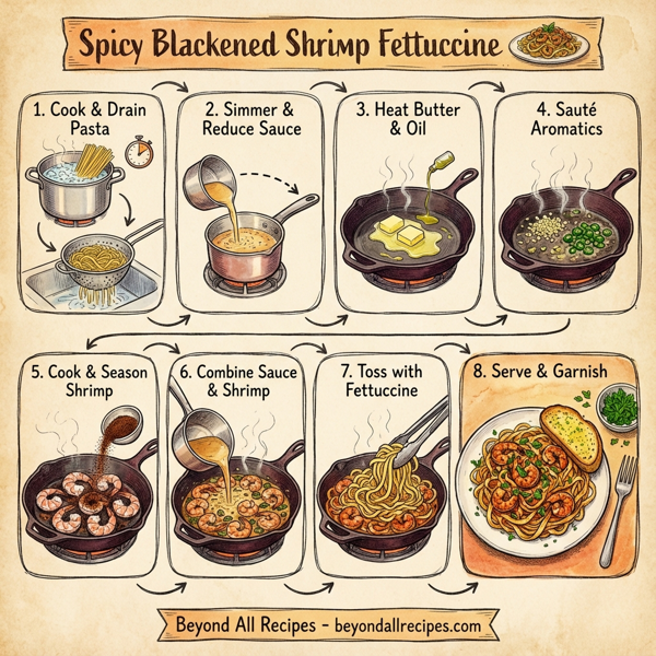 Spicy Blackened Shrimp Fettuccine instructions