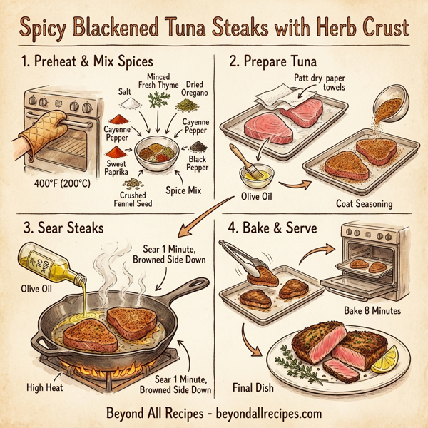 Spicy Blackened Tuna Steaks with Herb Crust instructions