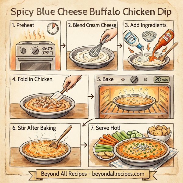 Spicy Blue Cheese Buffalo Chicken Dip instructions