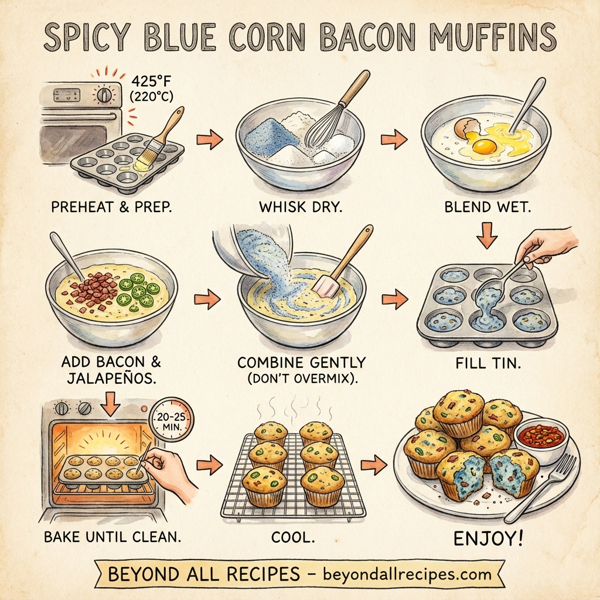 Spicy Blue Corn Bacon Muffins instructions