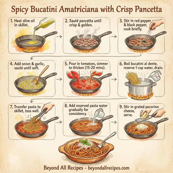 Spicy Bucatini Amatriciana with Crisp Pancetta instructions