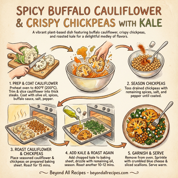 Spicy Buffalo Cauliflower and Crispy Chickpeas with Kale instructions