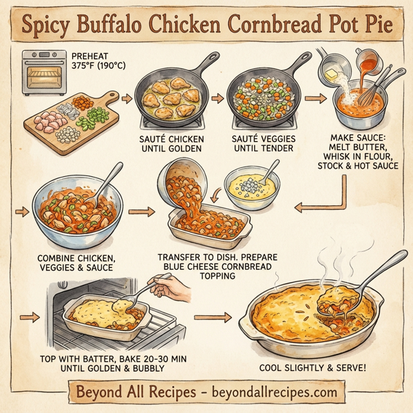 Spicy Buffalo Chicken Cornbread Pot Pie instructions