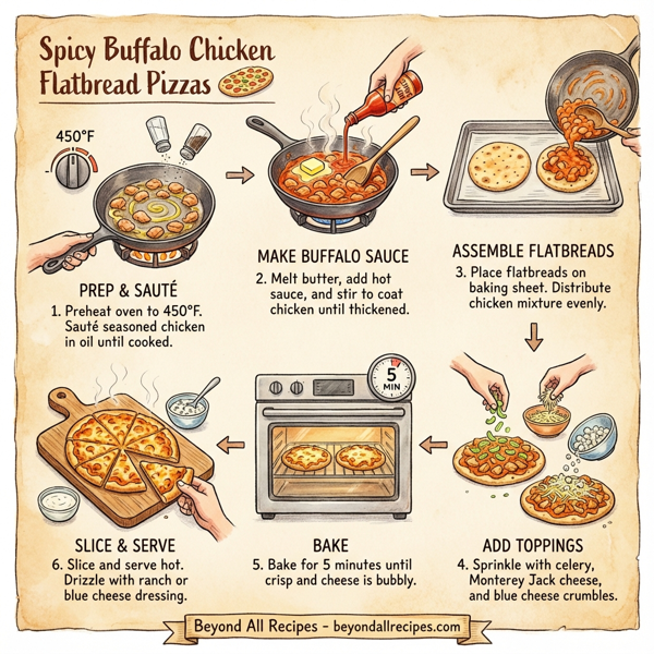 Spicy Buffalo Chicken Flatbread Pizzas instructions