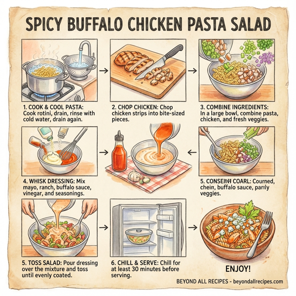 Spicy Buffalo Chicken Pasta Salad instructions