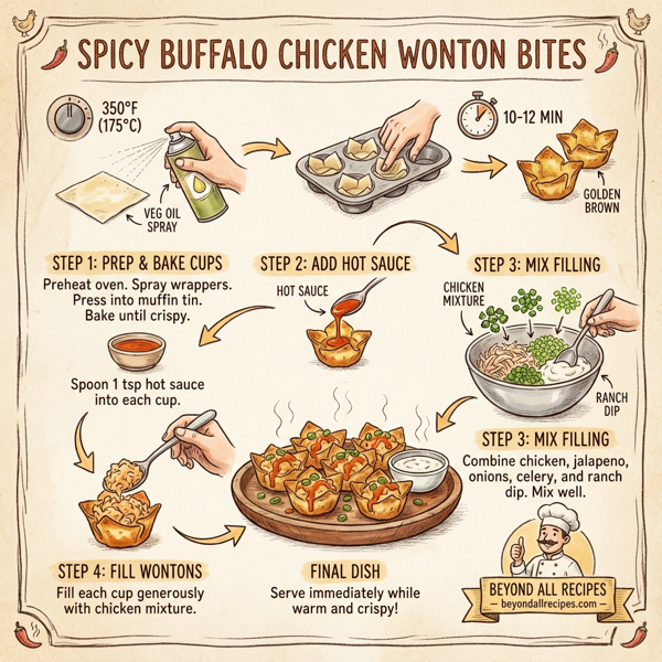 Spicy Buffalo Chicken Wonton Bites instructions