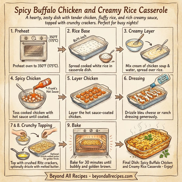 Spicy Buffalo Chicken and Creamy Rice Casserole instructions