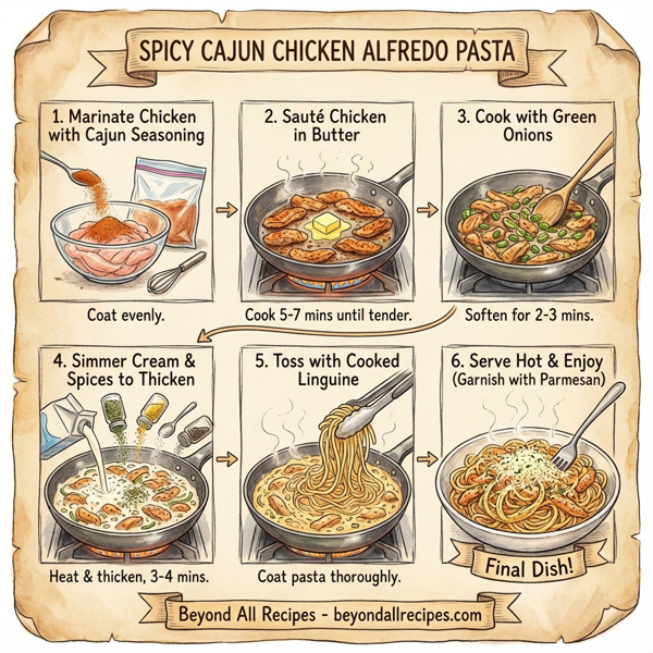 Spicy Cajun Chicken Alfredo Pasta instructions