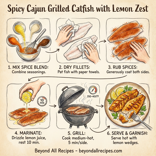 Spicy Cajun Grilled Catfish with Lemon Zest instructions