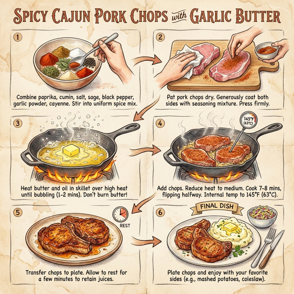 Spicy Cajun Pork Chops with Garlic Butter instructions