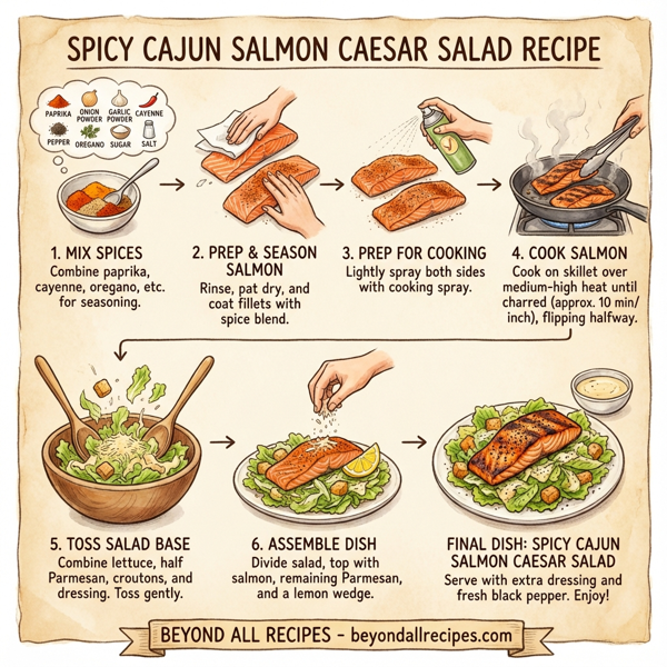 Spicy Cajun Salmon Caesar Salad instructions