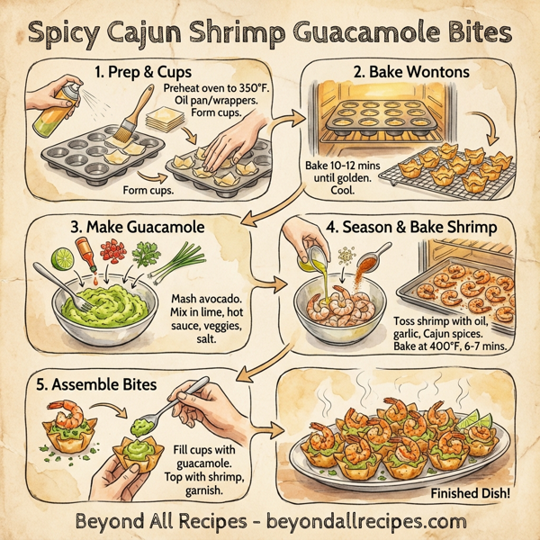 Spicy Cajun Shrimp Guacamole Bites instructions