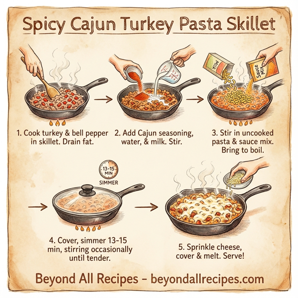 Spicy Cajun Turkey Pasta Skillet instructions