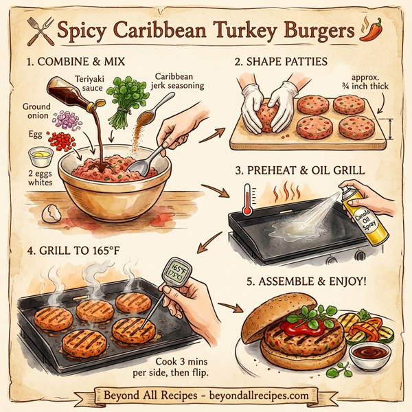 Spicy Caribbean Turkey Burgers instructions