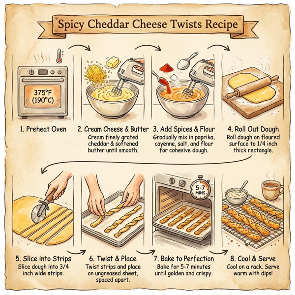 Spicy Cheddar Cheese Twists instructions