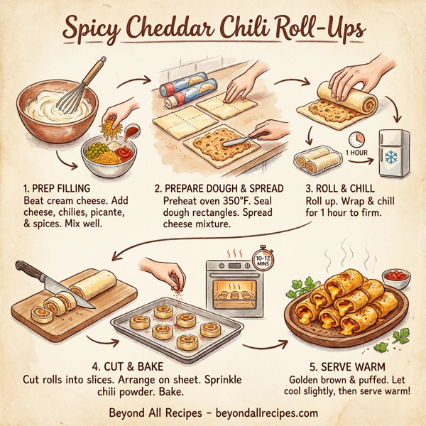 Spicy Cheddar Chili Roll-Ups instructions